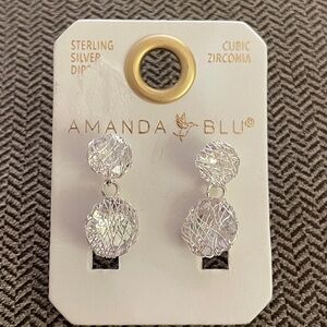 Amanda Blu CZ Silver Dipped Dangle Earrings